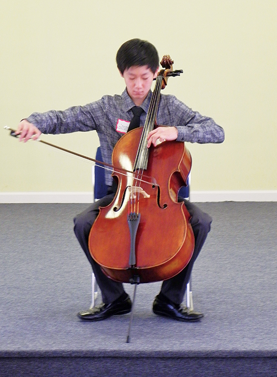 Steve Han, of Longfellow Middle School, playing Boccherini’s “Sonata No. 4 in La Maggiore”